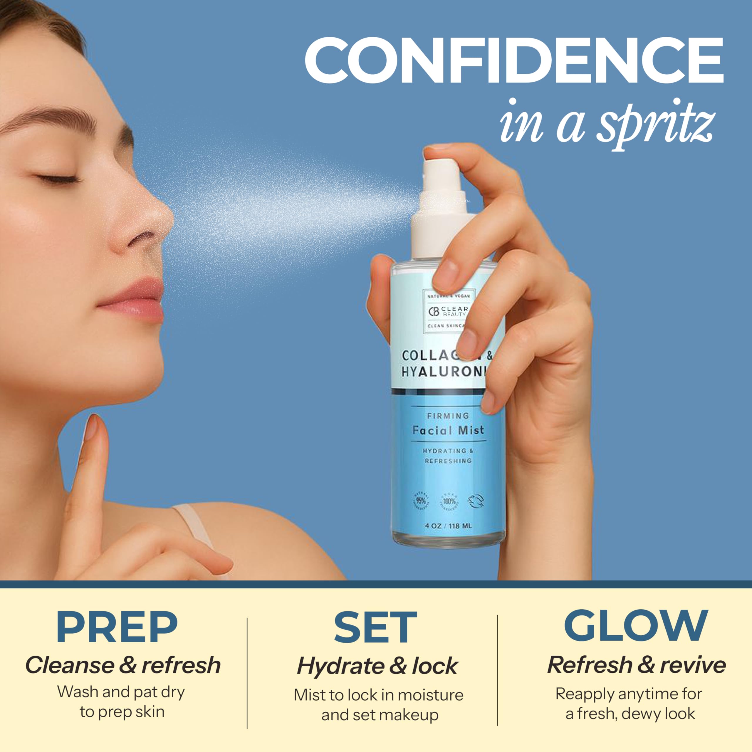 Clear Beauty bottle on bathroom vanity suggesting daily routine convenience