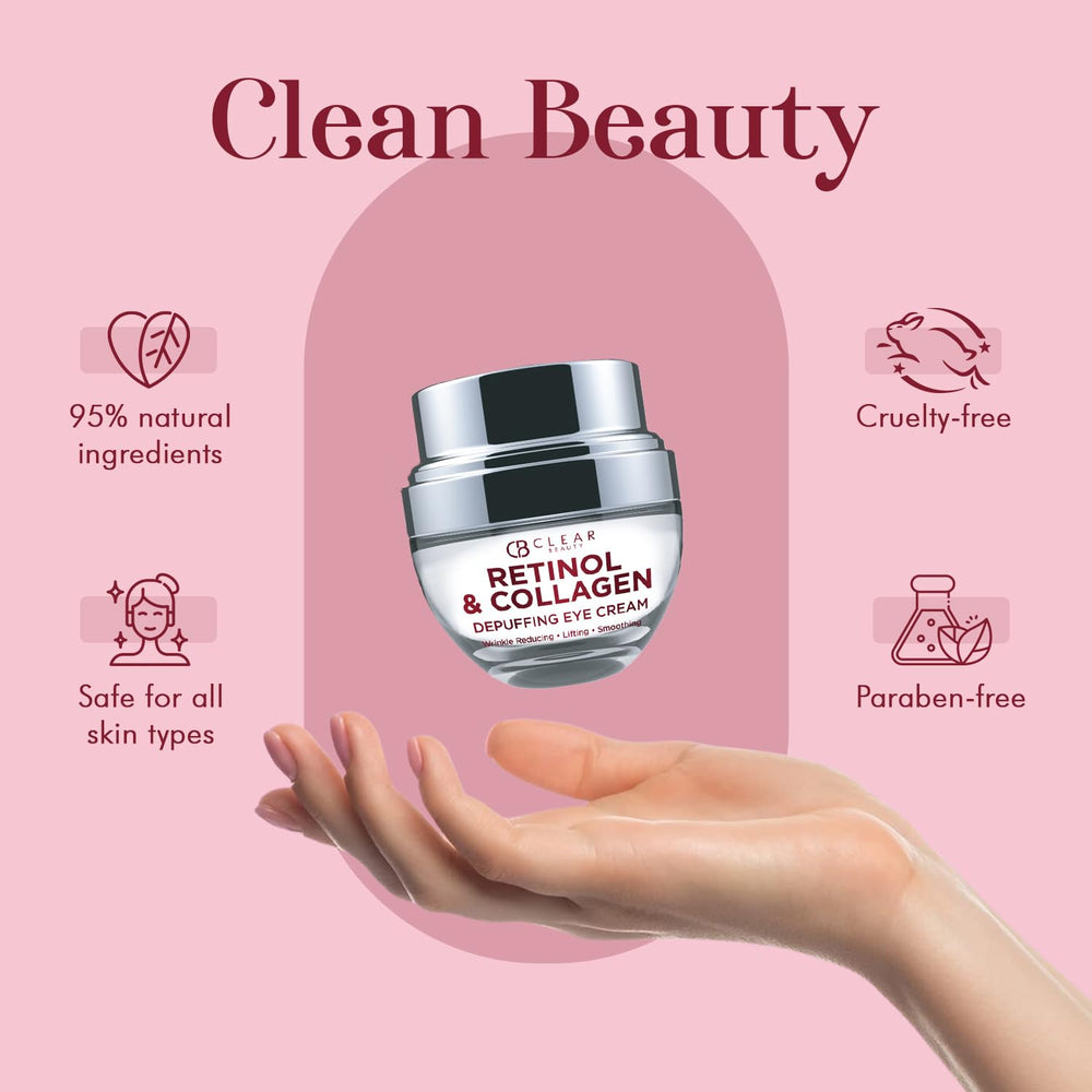 Clear Beauty fingertip patting cream under eye demonstrating gentle application
