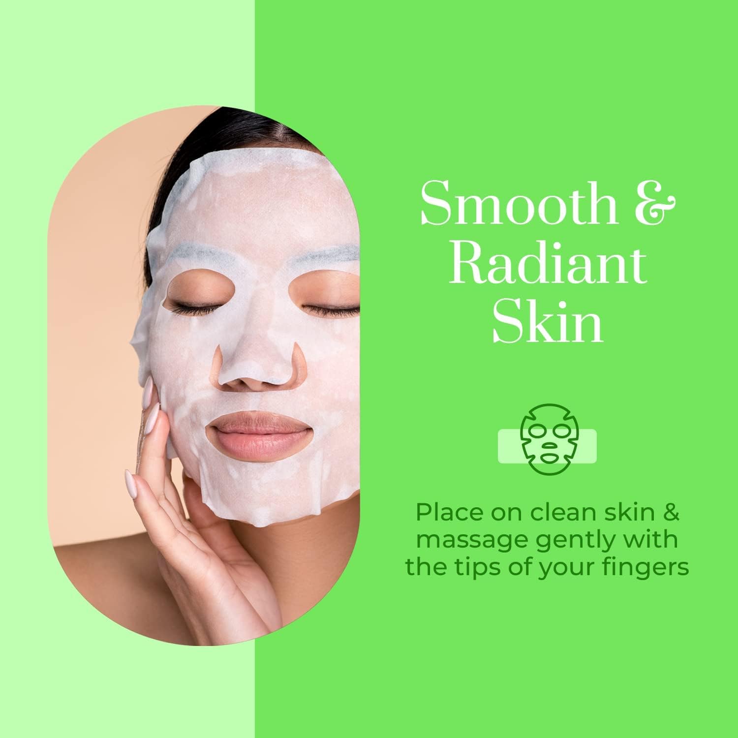 Clear Beauty close-up of unfolded sheet mask demonstrating fabric fit and comfort