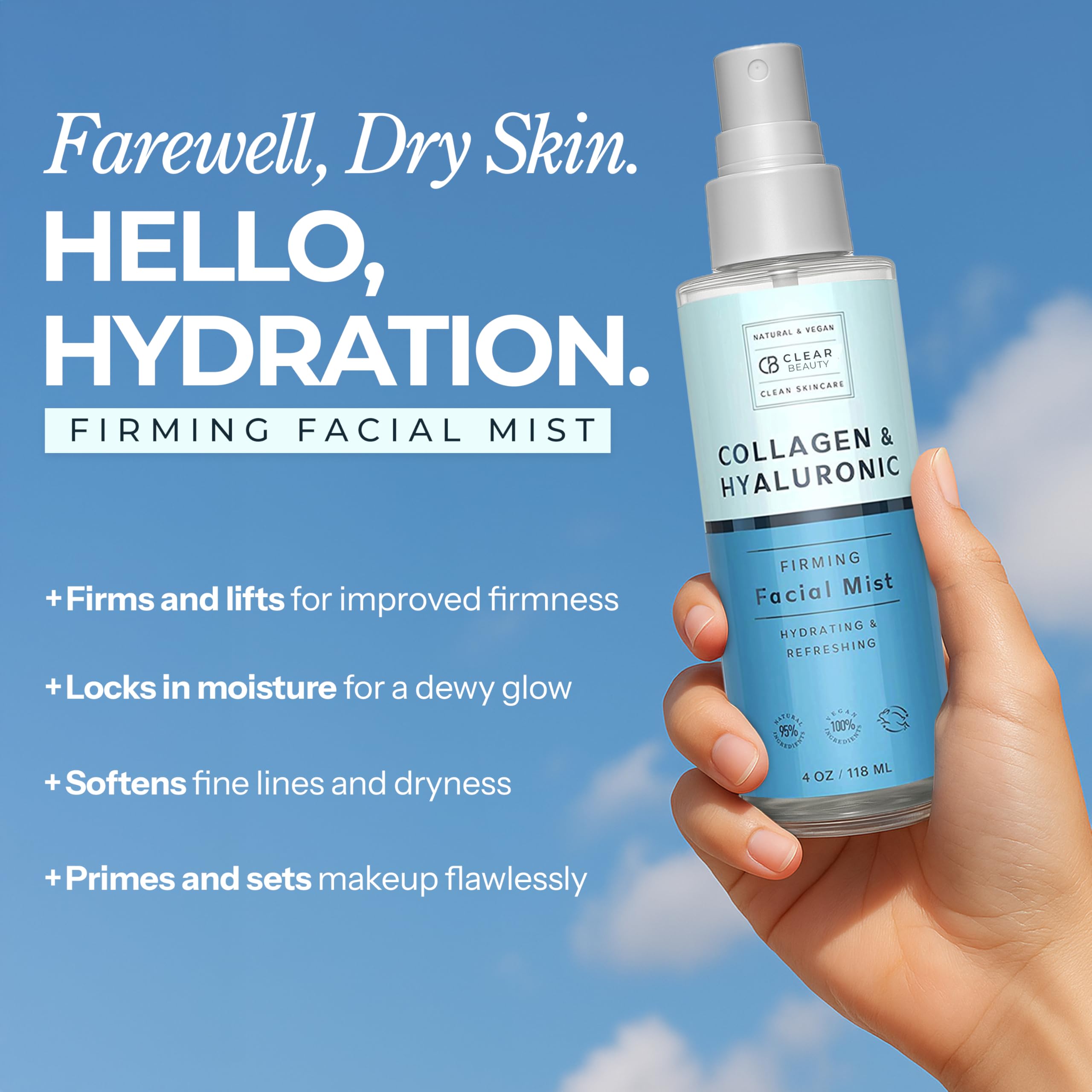 Clear Beauty texture droplet on skin highlighting fast-absorbing hydration