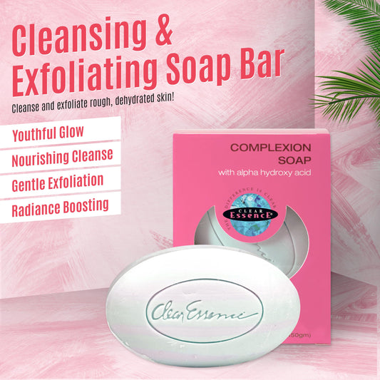 Clear Essence soap bar close-up texture highlighting gentle exfoliation