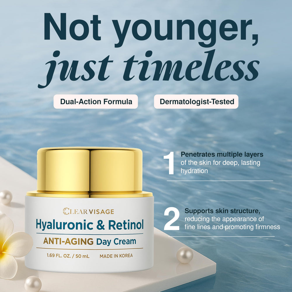 Clear Visage moisturizer on hand demonstrating lightweight absorbent feel