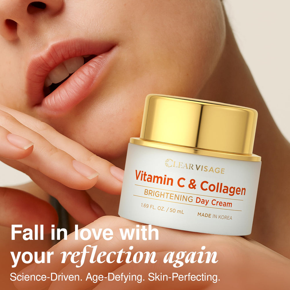 Clear Visage open jar close-up of creamy texture, highlights fast absorption benefit
