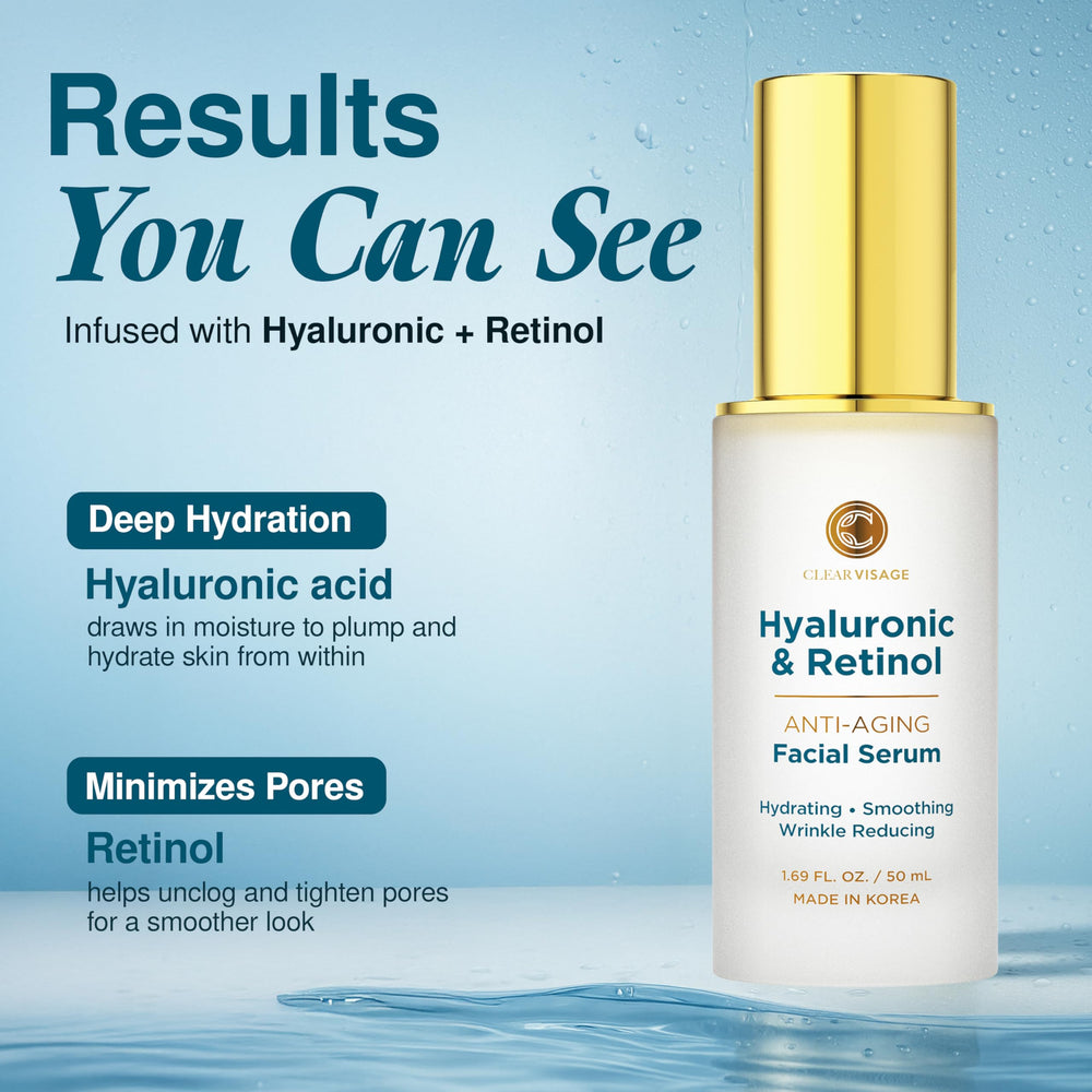 Clear Visage serum texture on hand highlighting lightweight hydration