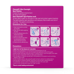 Clearasil product label close-up highlighting instructions and safe use benefit