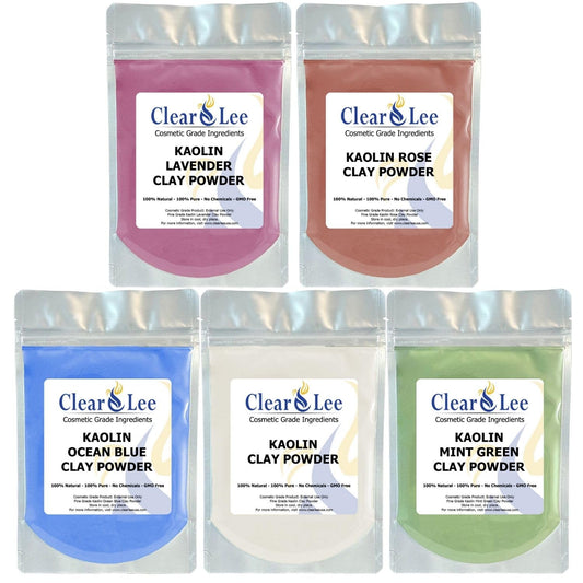 ClearLee sample pack front view showing five resealable pouches and colors, convenient testing