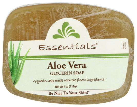 Clearly Natural front packaging showing clear aloe glycerine bar and benefits