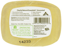 Clearly Natural close-up of glycerine bar texture and edge highlighting smooth non-irritating finish