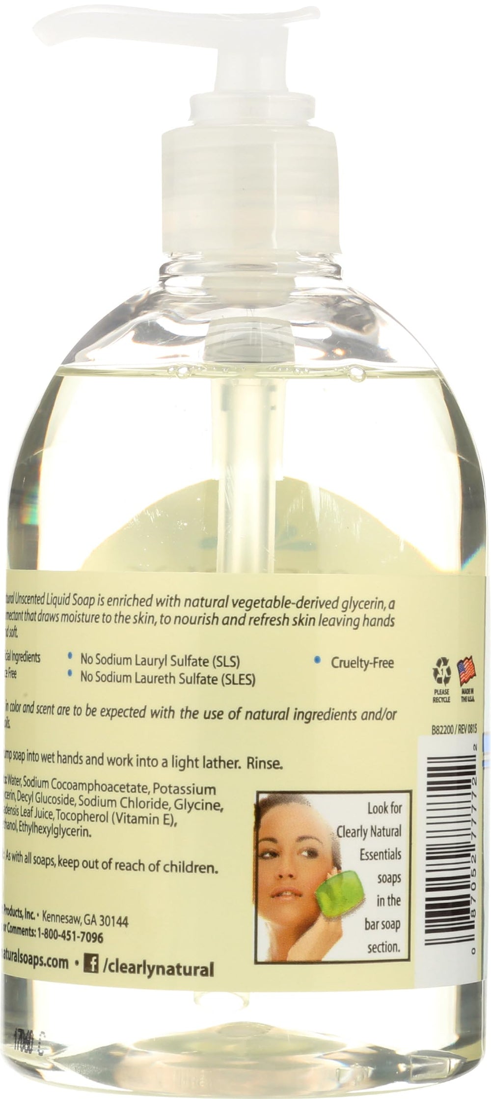 Clearly Natural pump close-up highlighting easy dispensing and control