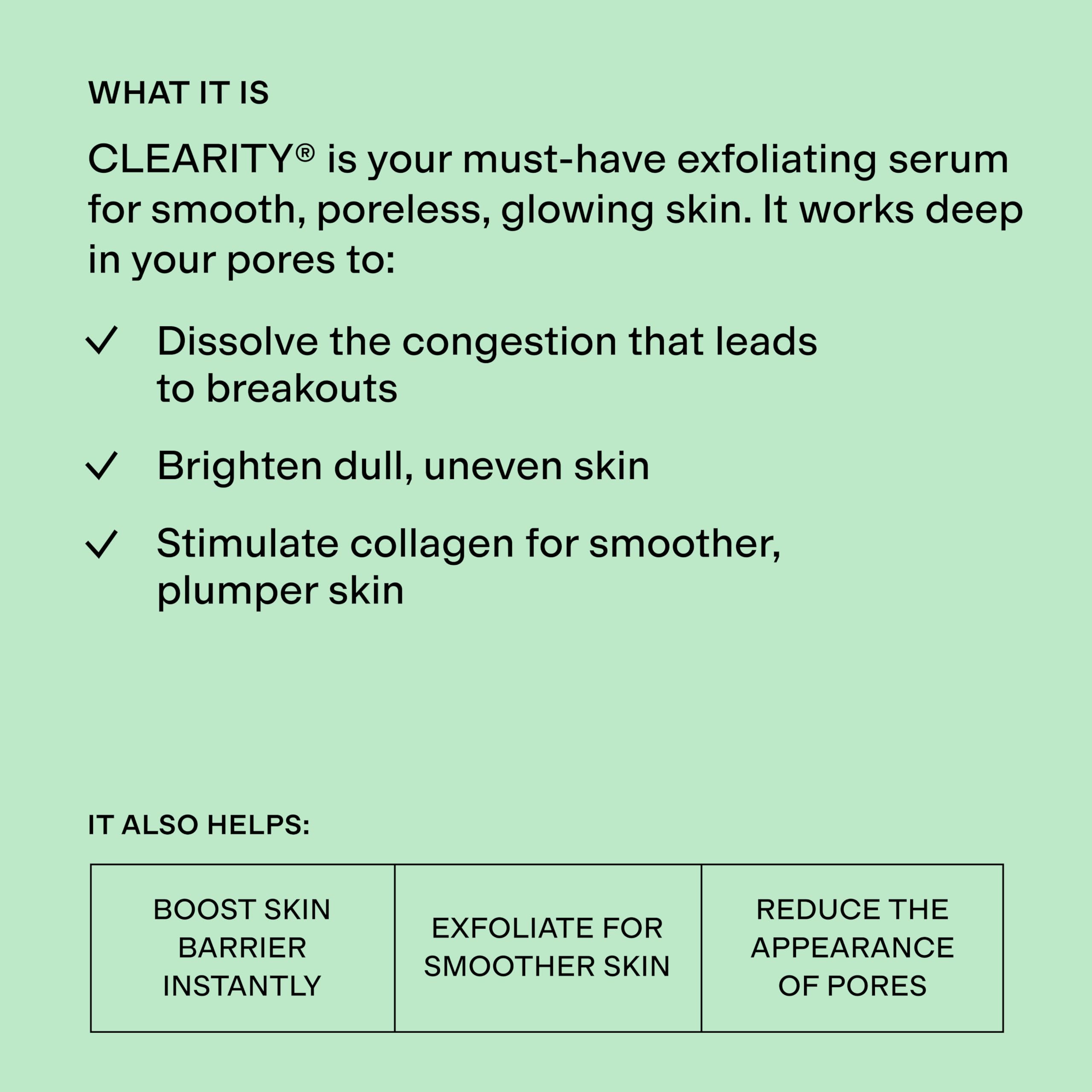 CLEARSTEM serum on fingertip ready to apply for targeted pore benefit