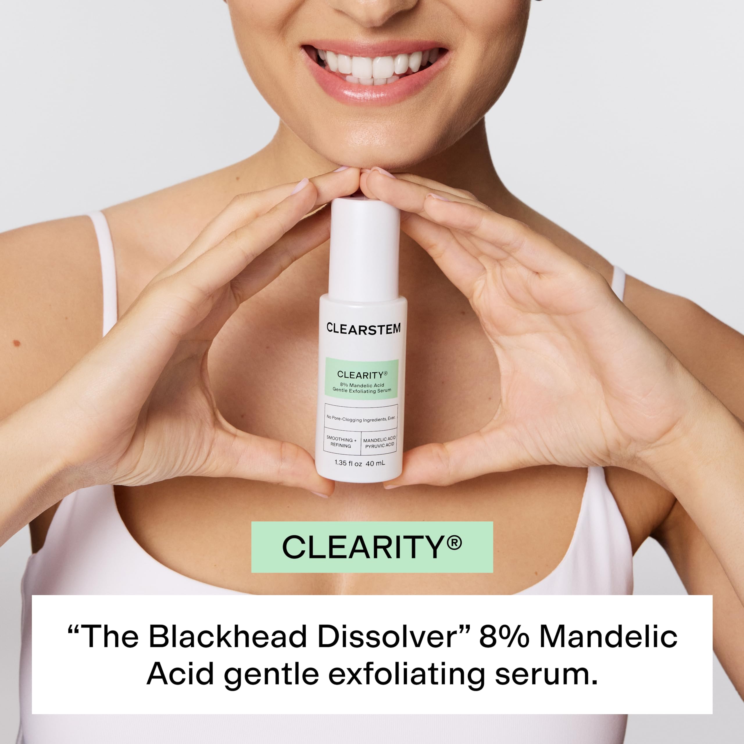 CLEARSTEM serum droplet texture close-up illustrating smooth absorption benefit