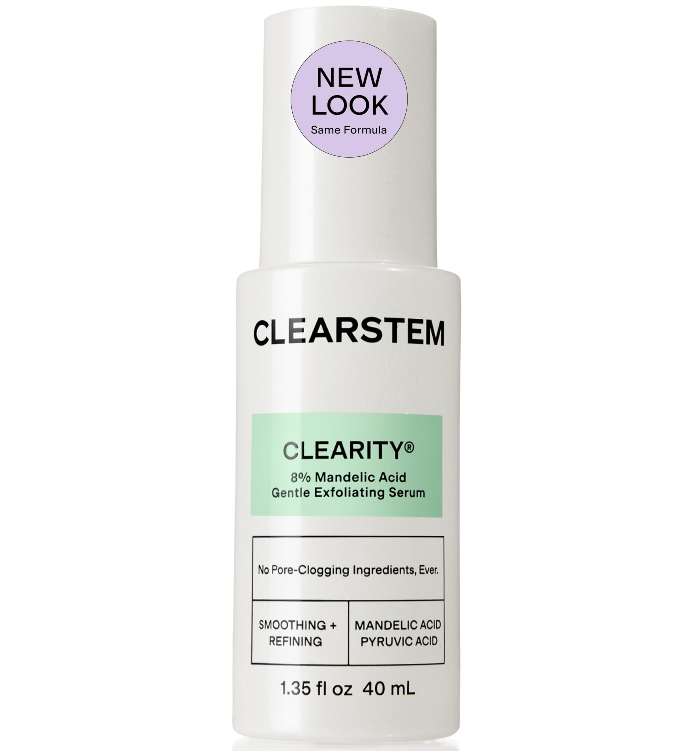 CLEARSTEM bottle front packaging showing clear label and volume benefit