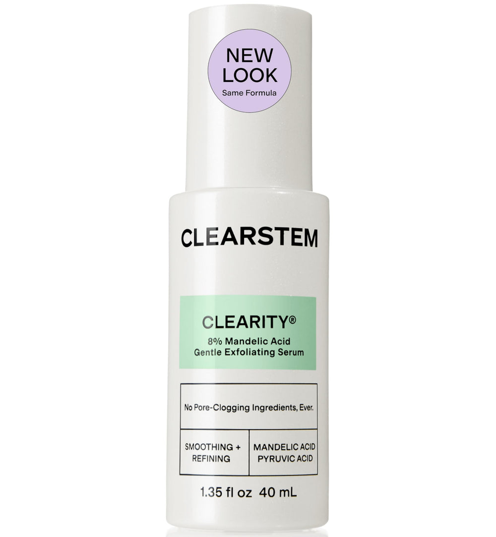 CLEARSTEM bottle front packaging showing clear label and volume benefit