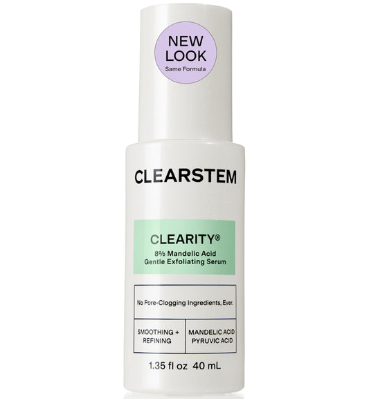 CLEARSTEM bottle front packaging showing clear label and volume benefit