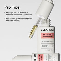CLEARSTEM bottle held in hand illustrating compact travel-friendly size
