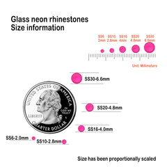 CLEKSPOYE size comparison with coin demonstrating SS20 4.6–4.8mm scale