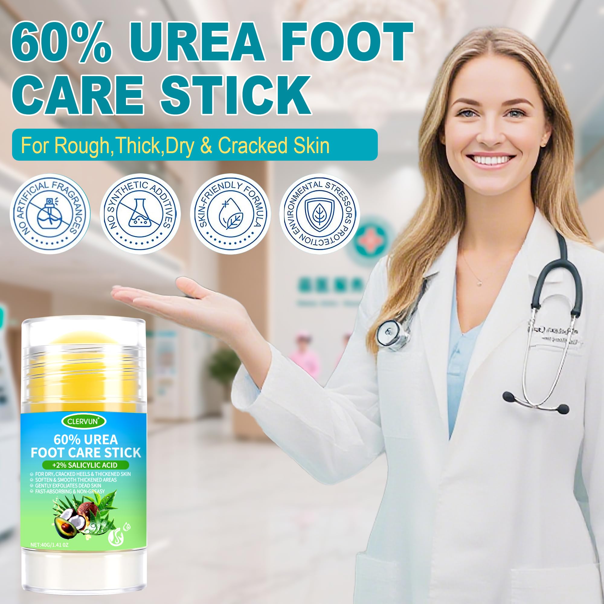 CLERVUN before and after foot skin comparison showing visible smoothing benefit