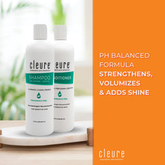 Cleure bottle closeup label highlighting hypoallergenic and SLS-free benefits