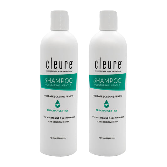 Cleure front packaging showing fragrance-free gentle volumizing benefits