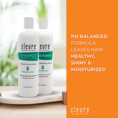 Cleure shampoo texture closeup displaying lightweight lather and moisturizing feel benefit