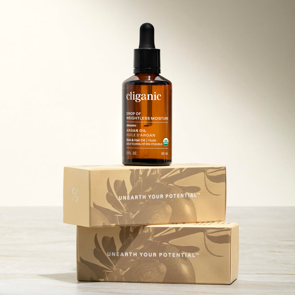 Cliganic argan oil label detail highlighting USDA organic certification