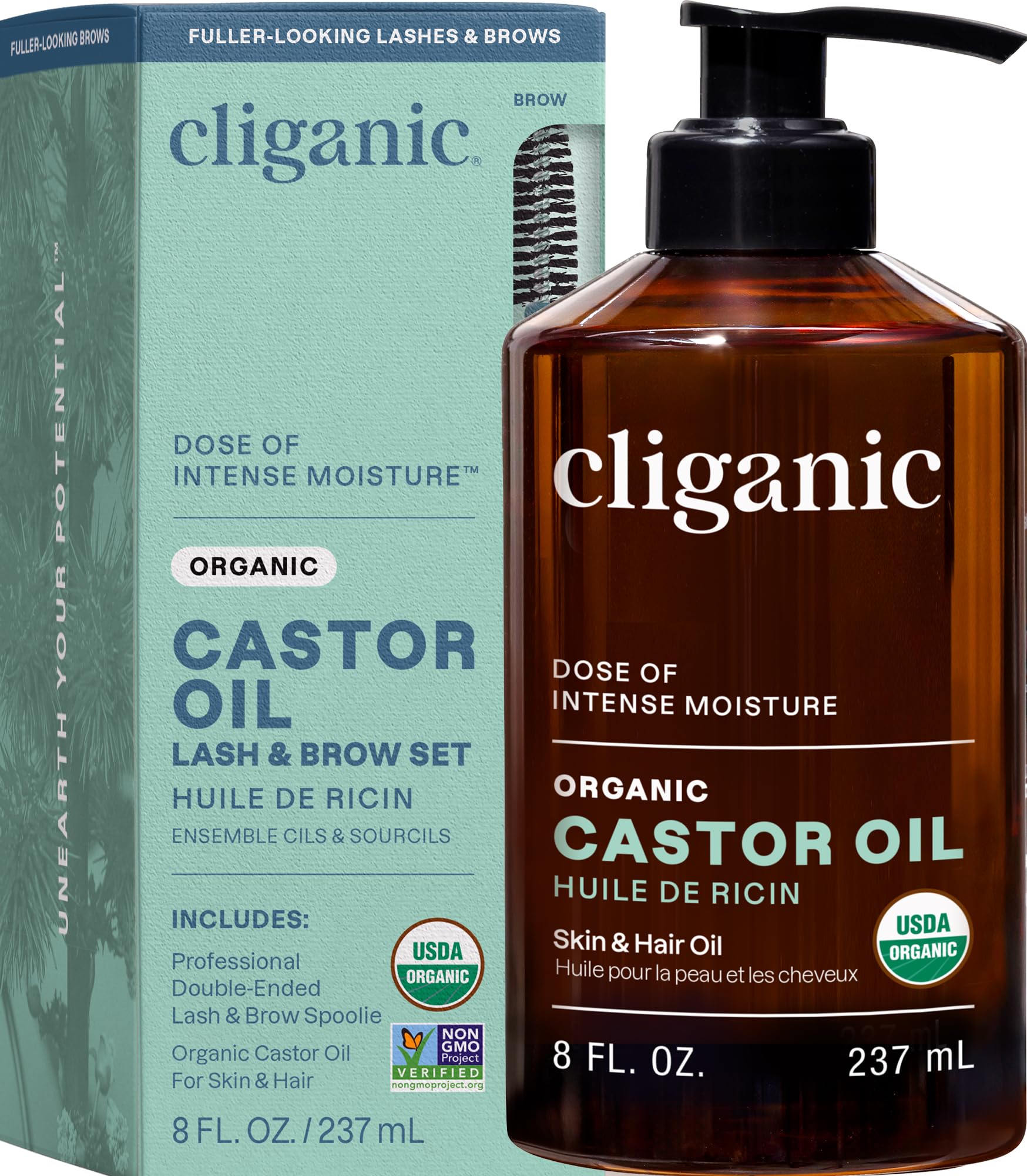 Cliganic castor oil front packaging showing organic label benefit