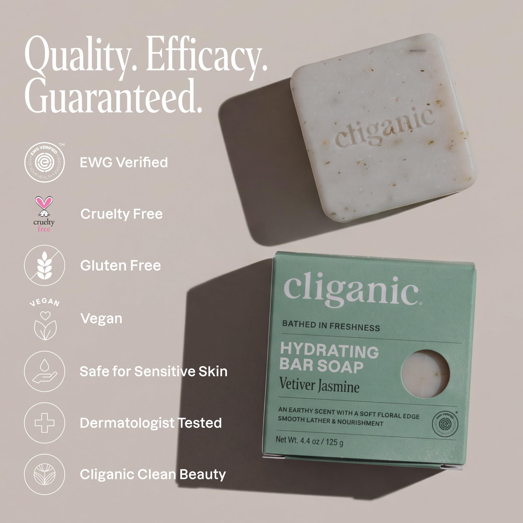 Cliganic natural ingredients display with shea and argan for nourishing care