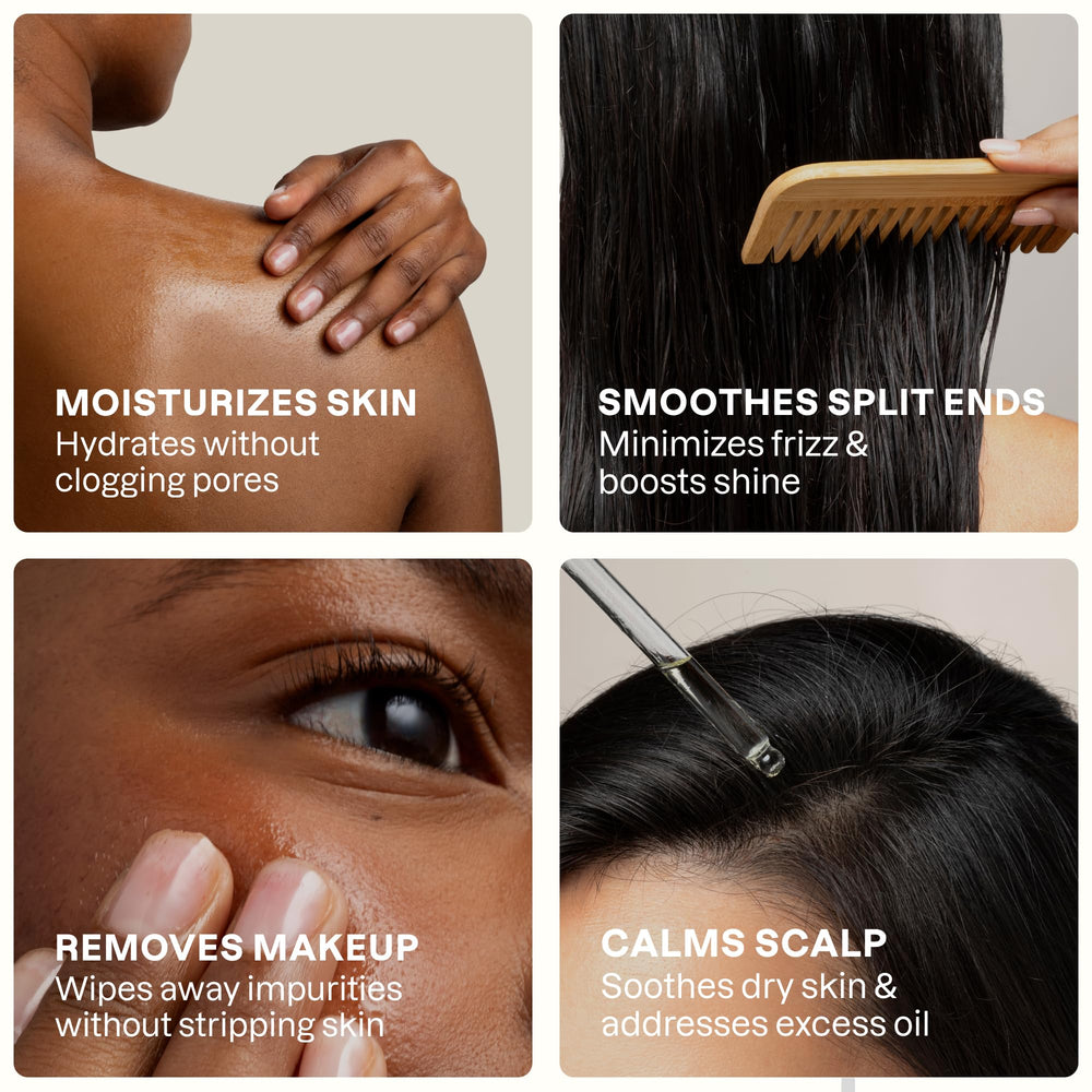 Cliganic jojoba oil smoothing hair ends to reduce frizz and shine