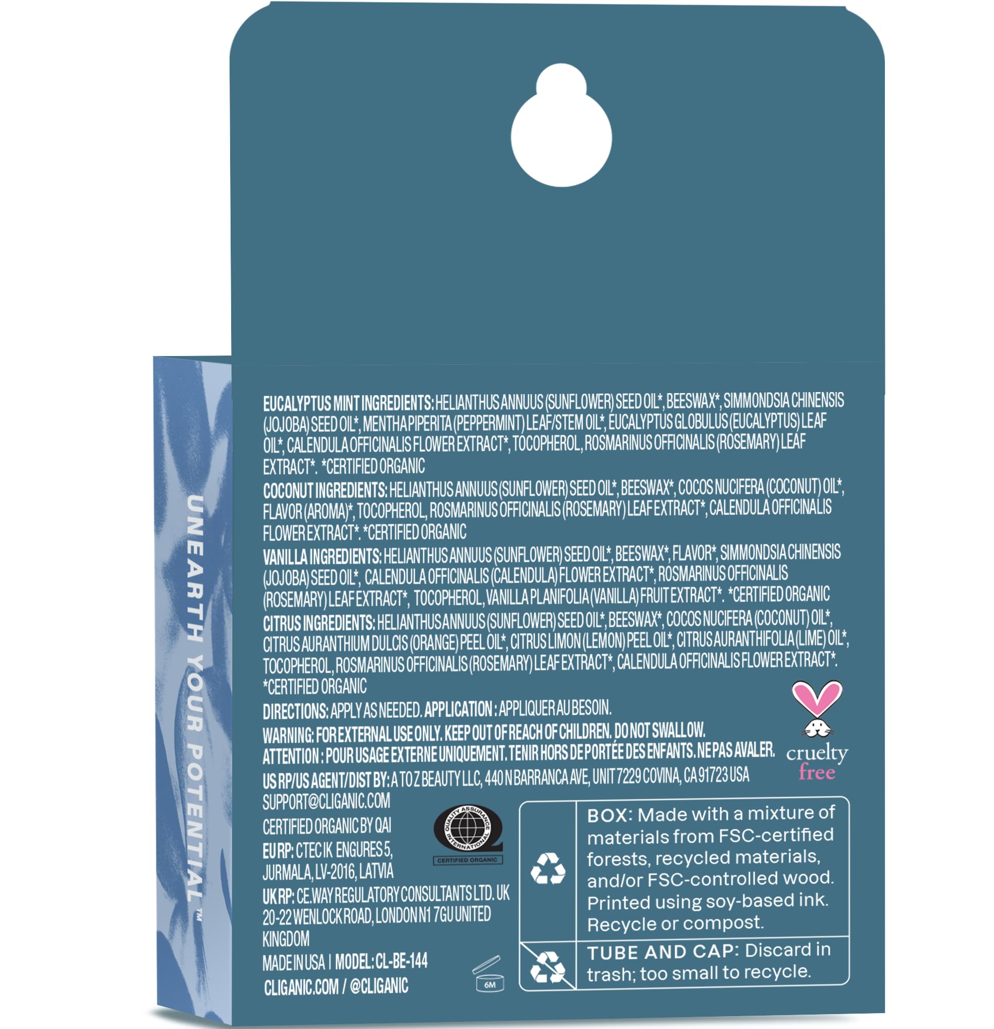 Cliganic lifestyle outdoor application of balm providing portable protection and comfort