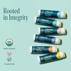Cliganic lip balm inside purse pocket showing travel-ready convenience benefit