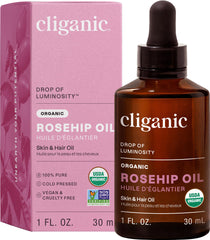 Cliganic bottle front view showing oil and clean packaging for natural skincare