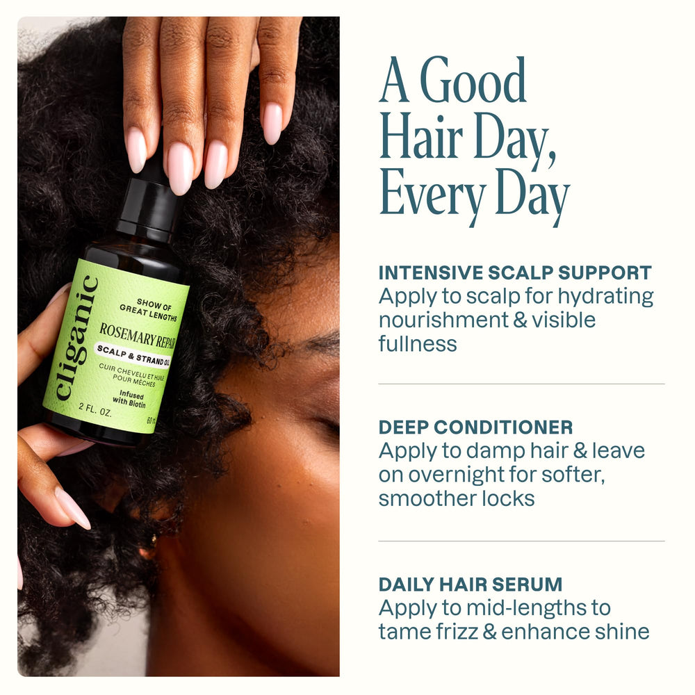 Cliganic scalp massage with fingertip application promoting soothing circulation benefit