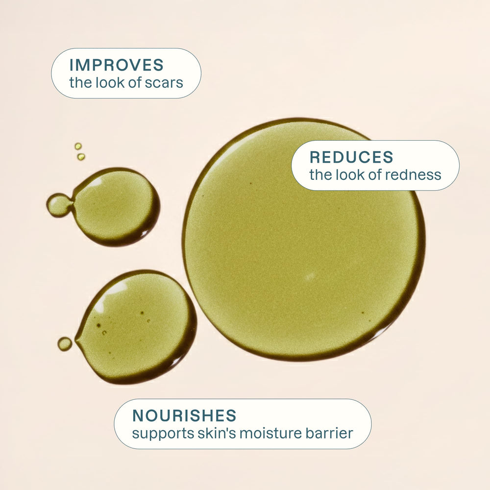 Cliganic tamanu oil drop on skin demonstrating smooth texture and easy absorption
