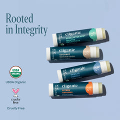 Cliganic travel purse staged shot showing lip balm ready for on-the-go hydration