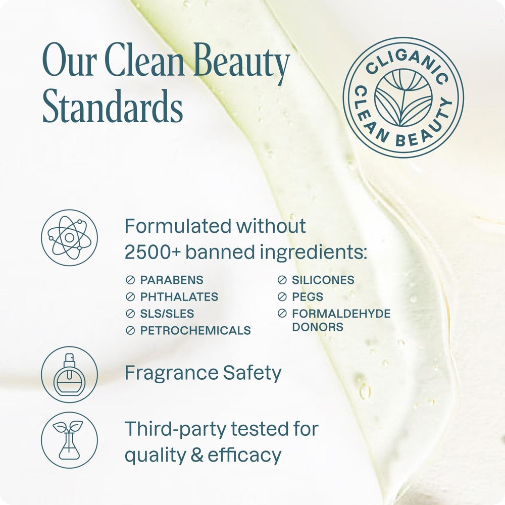Cliganic exfoliating soap on a shower shelf with towel showing daily ritual benefit: elevates shower experience