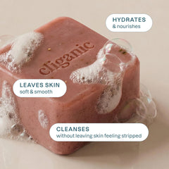 Cliganic Vetiver Jasmine bar close-up showing warm earthy tones and calm scent