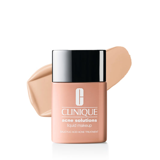 Clinique front packaging showing bottle and label, clear acne-focused finish