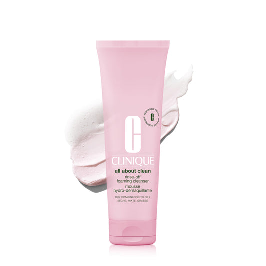 Clinique front packaging showing bottle and clear product benefits