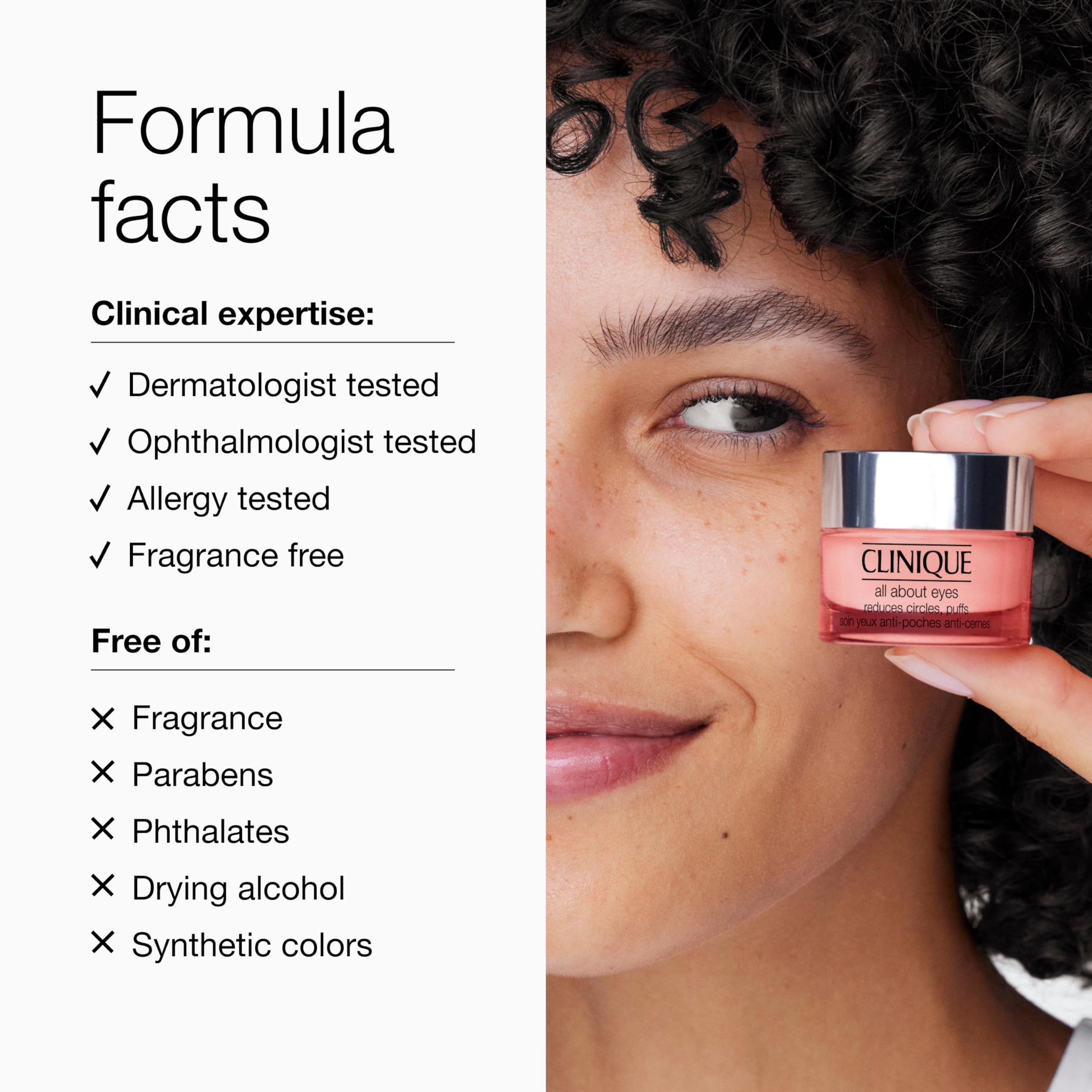 Clinique demonstration applying cream under eye to hydrate and brighten