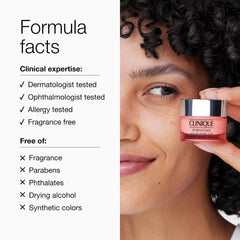 Clinique demonstration applying cream under eye to hydrate and brighten