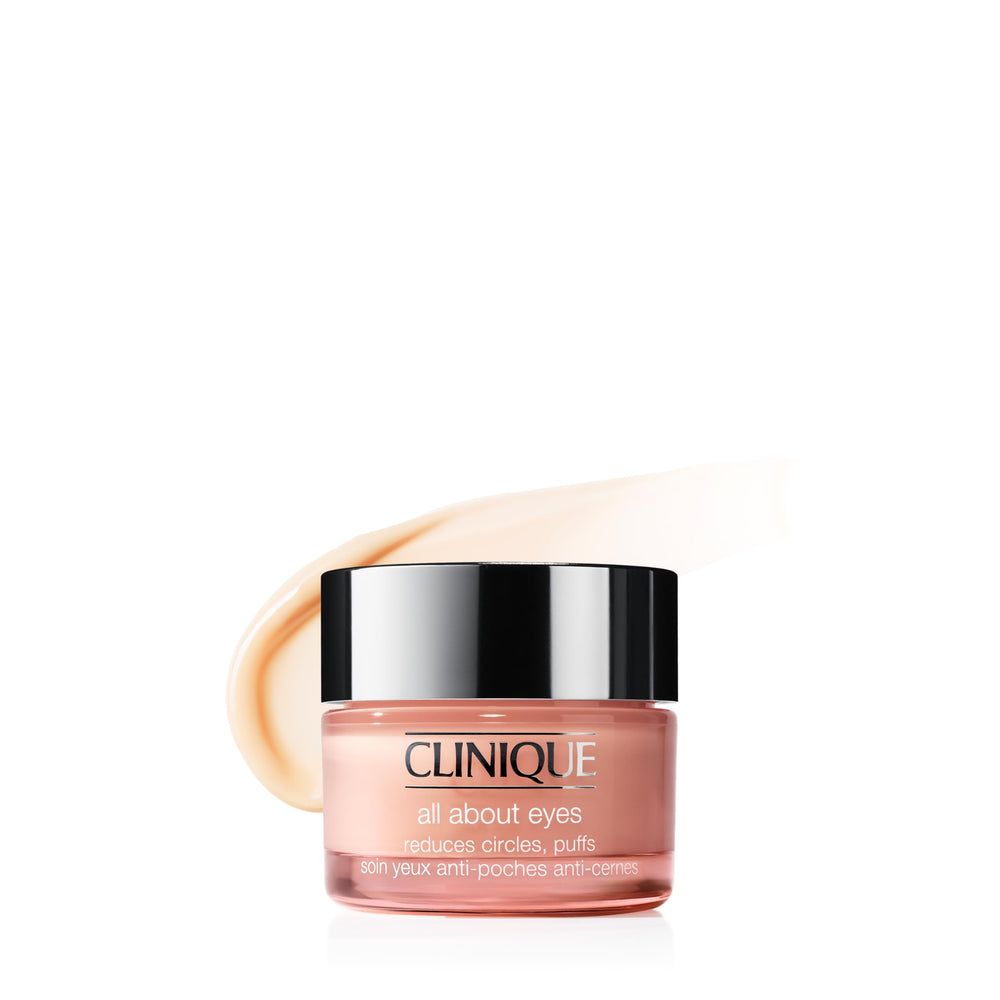 Clinique jar front view showing lightweight eye cream and brightening benefit