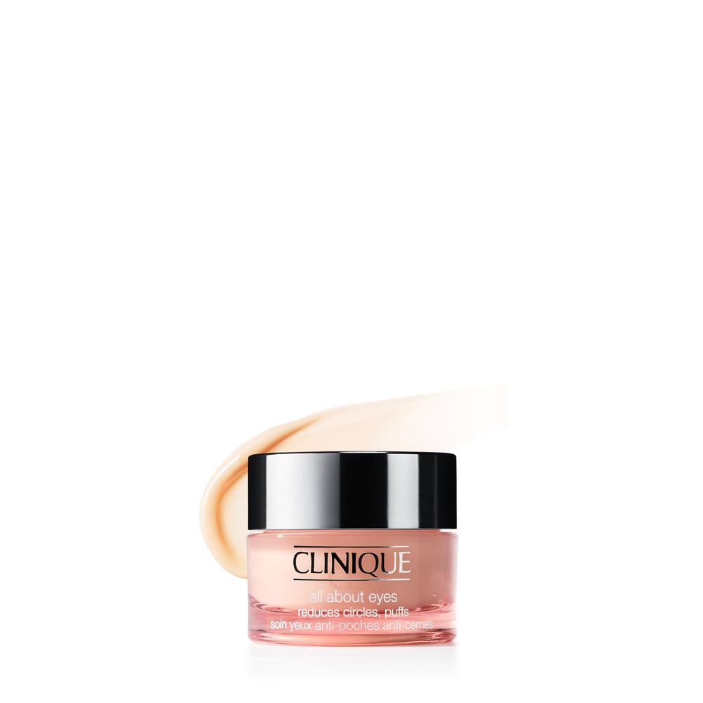 Clinique mini jar front view showing compact eye cream and travel convenience