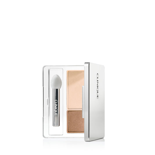 Clinique compact front view showing brand and compact design for easy portability