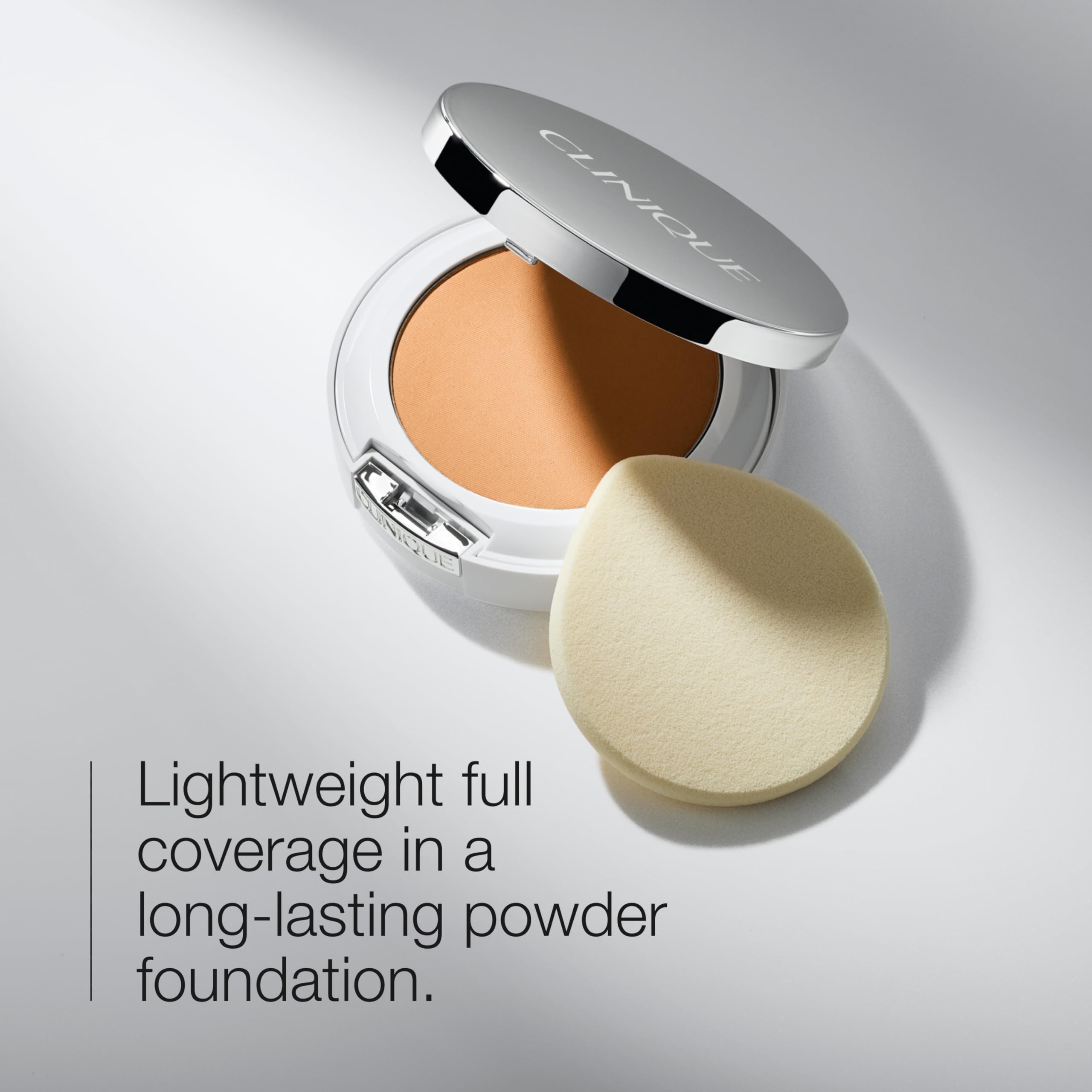 Clinique powder texture close-up showing finely milled finish for smooth coverage