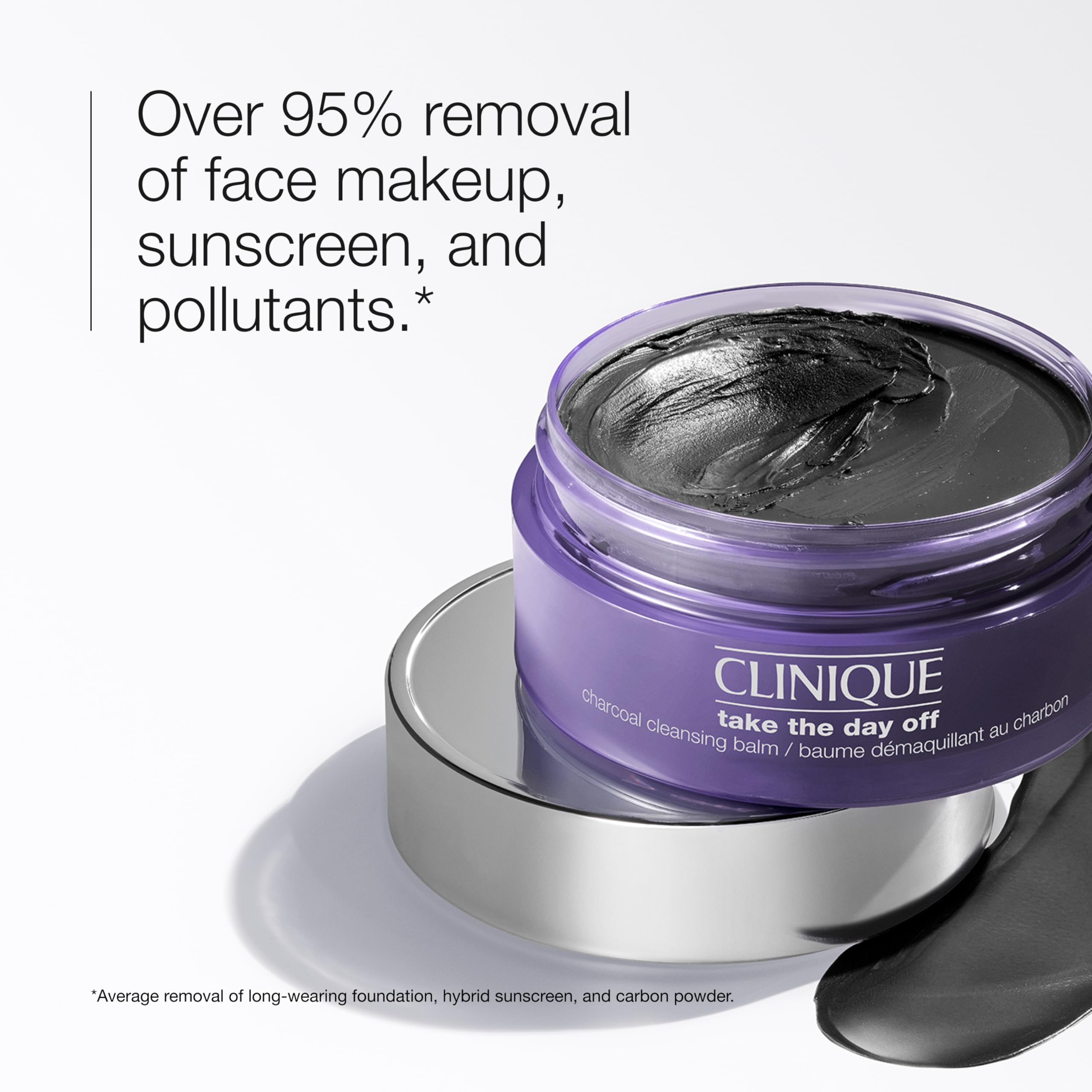 Clinique charcoal balm texture close-up showing silky balm-to-oil glide benefit