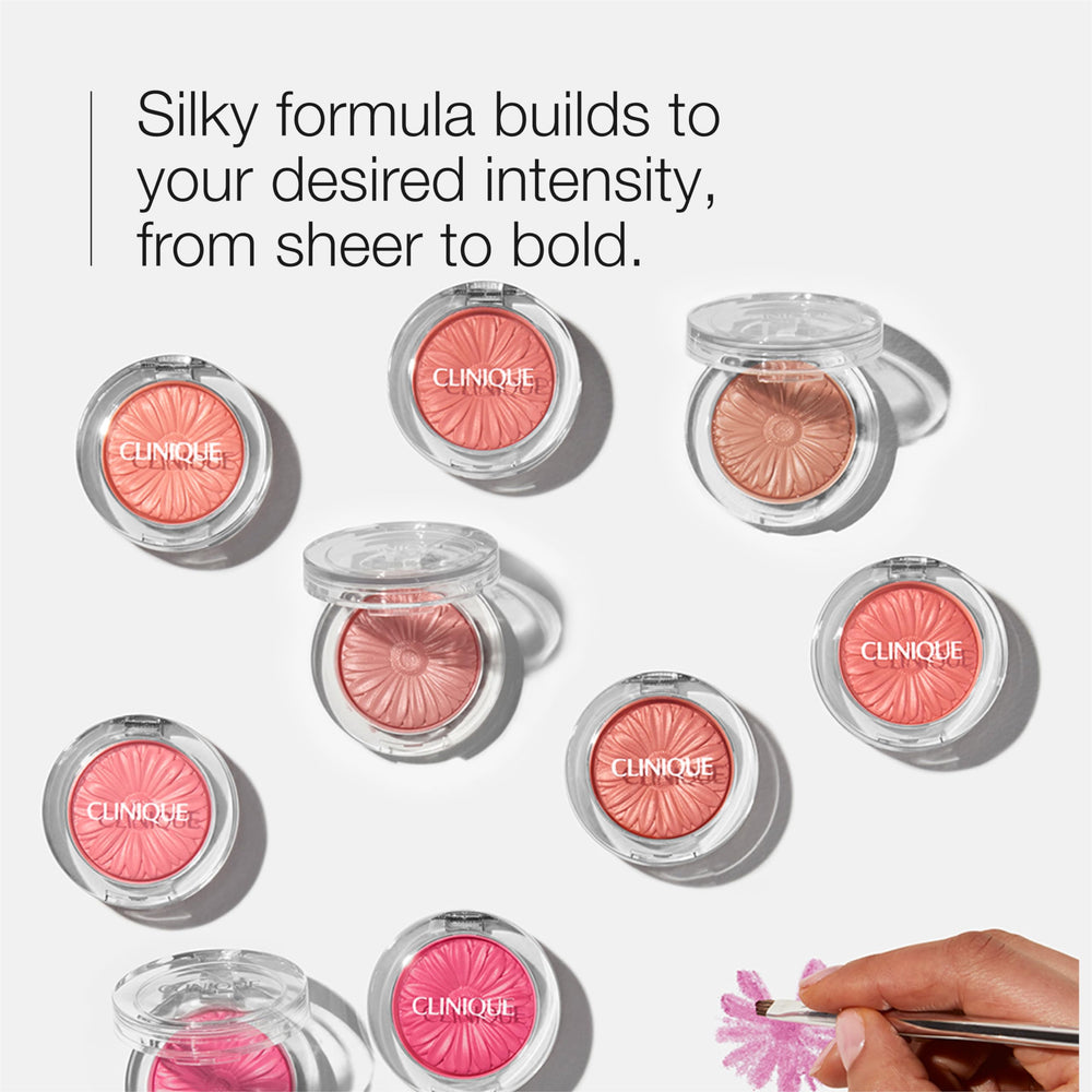 Clinique pan close-up highlighting silky texture and smooth blendability benefit