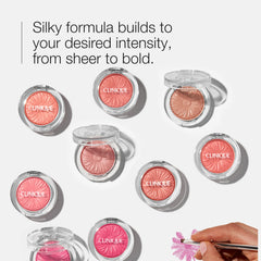 Clinique Cheek Pop pan close-up revealing silky texture and smooth blendability
