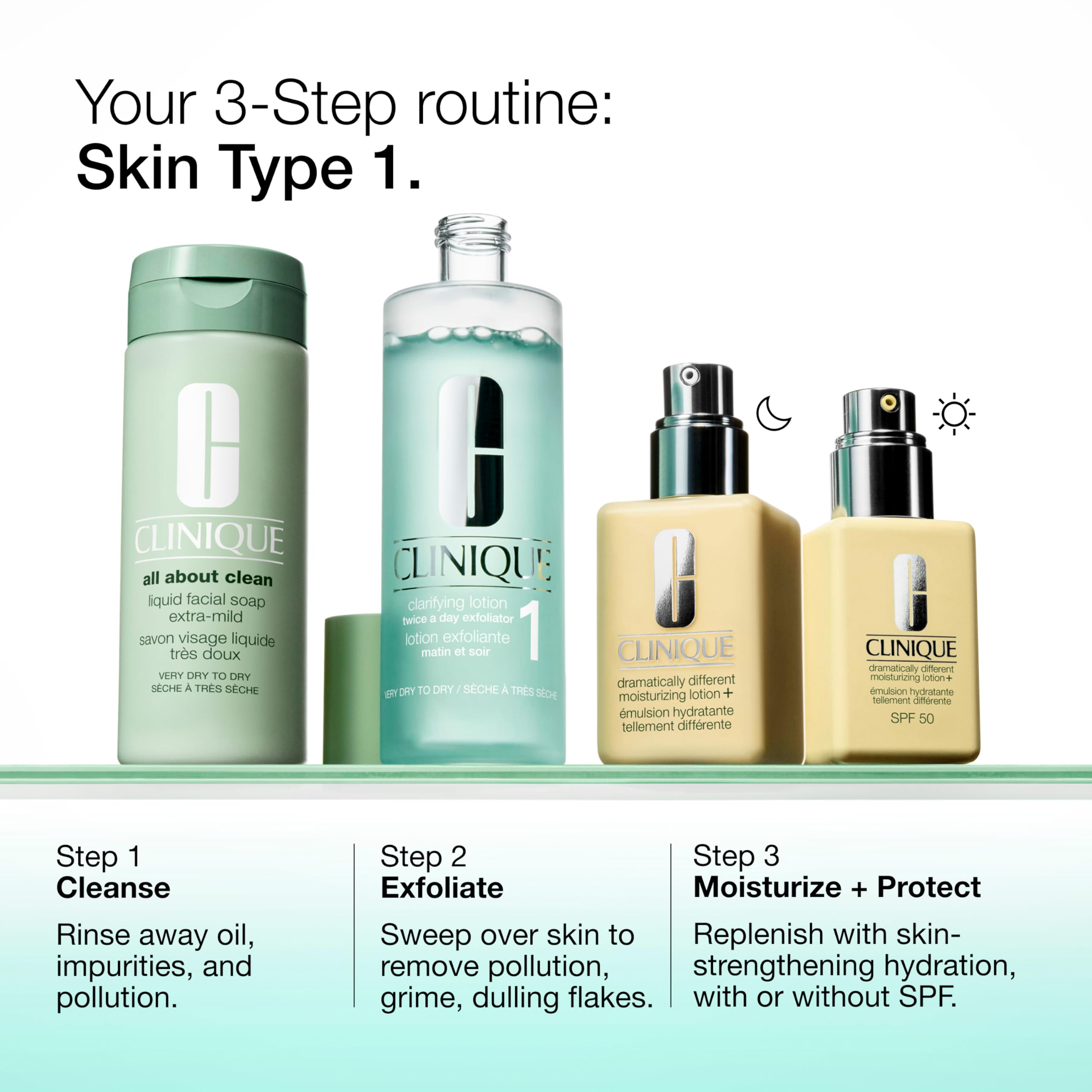 Close-up of Clinique Clarifying Lotion 1 cap and pour spout for controlled dispensing