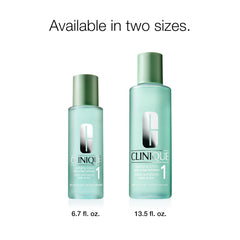 Clinique Clarifying Lotion 1 staged with cleanser and moisturizer in three-step set