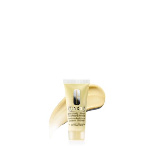 Clinique front packaging of Dramatically Different Lotion+ mini showing compact bottle and brand benefits